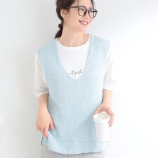 【2点セットS-LL】ニットベスト＆ロゴTシャツSET