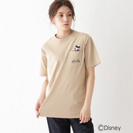 Disney ディズニーポケット刺繍 ミッキーマウス コットン半袖tシャツ ベース ステーション Base Station ファッション通販 マルイウェブチャネル