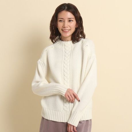 Classy 12月号掲載 肩釦マリンアランニット 洗える デッサン Dessin F ファッション通販 マルイウェブチャネル