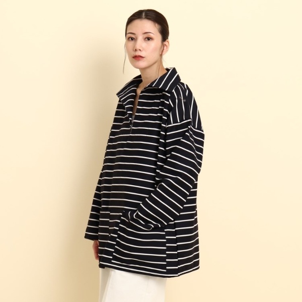 Newlyn Smocks ストライプ柄スキッパーシャツ | デッサン(Dessin