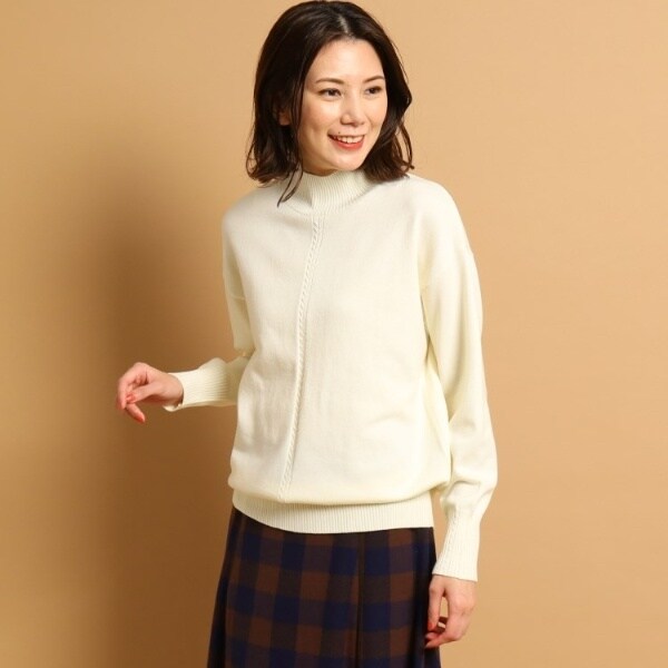 【ハミルトンラムズウール・洗える】ケーブルボーダーニット（XS〜L） ハミルトンラムズウール・洗える】ケーブルボーダーニット（XS