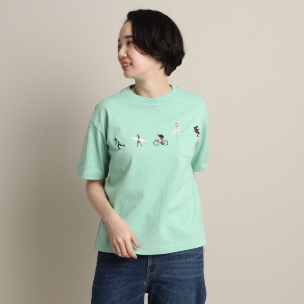 ファミリーリンク】ピープル刺繍Tシャツ<SL> | デッサン(Dessin