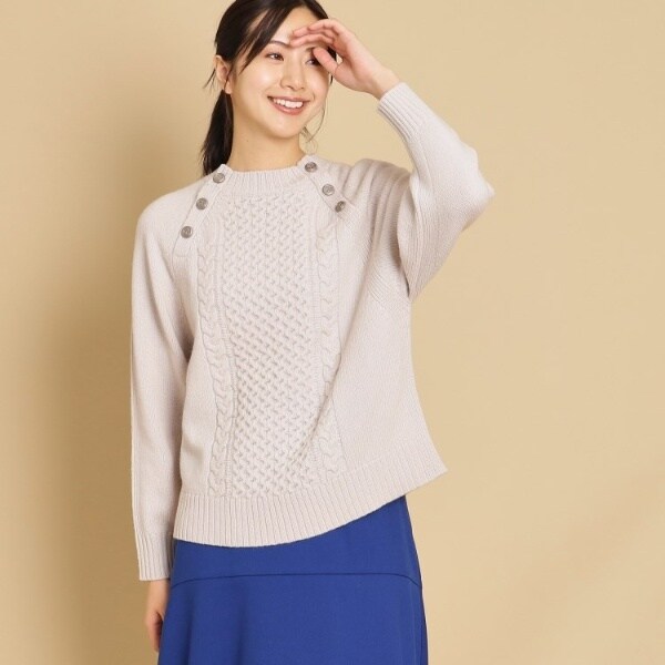 ウールの肩掛け FRONT ZIP WAVE RIB KNIT TOPS — aulaaila