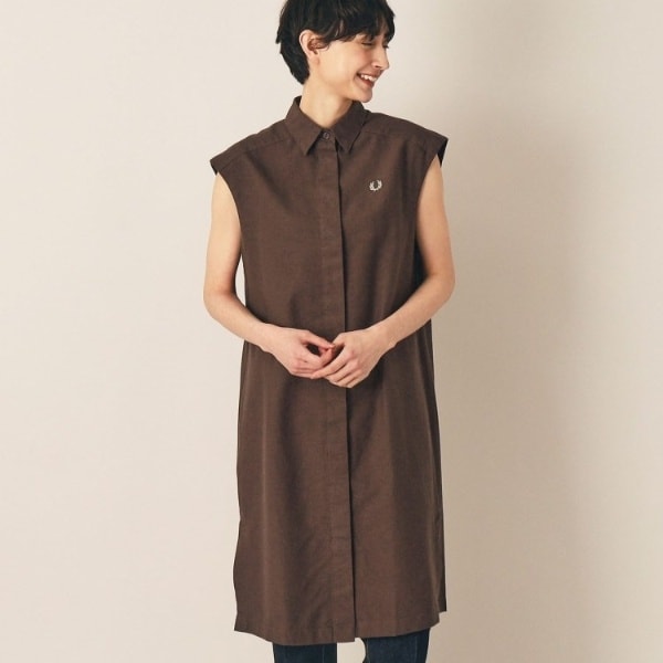 美品✨FRED PERRY Sleeveless Shirt Dress 10 FRED PERRY/フレッドペリー】SLEEVELESS SHIRT DRESS（BLACK）
