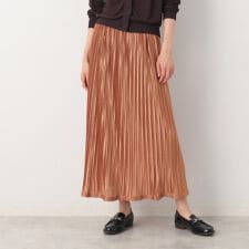 【ウエストゴム・洗える】サテンプリーツスカート