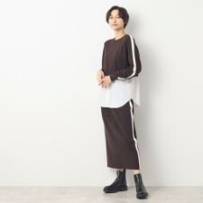 【セットアップ企画・洗える】シャツ付きニット＆スカート