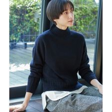 【洗える】ハイネッククロップドニット（XS～L）