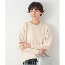 【洗える】ショート丈ワイドクルーネックニット（XS～L）