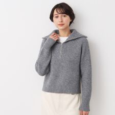 【洗える】クロップド丈ハーフジップニット