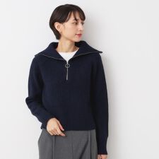 【洗える】クロップド丈ハーフジップニット