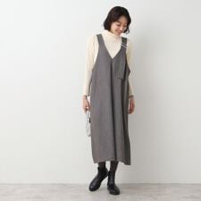 【洗える】ベルト付きジャンパースカート