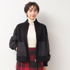 【洗える】キルト付きジップアップカーディガン