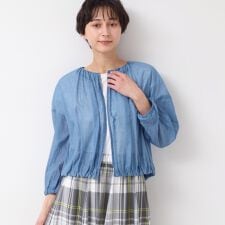 【洗える】シアーデニムギャザージャケット