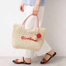 【軽量・A4収納可】ポンポンチャームペーパーロゴトートバッグ