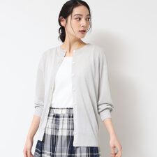 【接触冷感・洗える】クルーネックミドル丈ラメカーディガン（S～L）