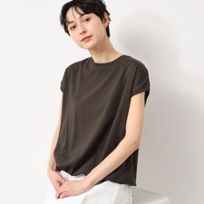 【接触冷感・UV・洗える】ドローコード付きフレンチスリーブカットソー