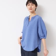 【洗える】スキッパ―五分袖ブラウス（XS～L）