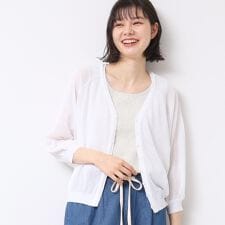 【洗える】シアーVネックカーディガン