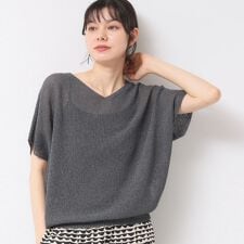 【日本製・洗える】シームレスラインVネックニット