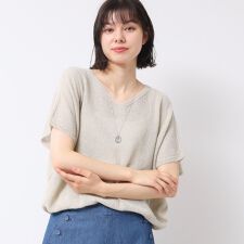 【日本製・洗える】シームレスラインVネックニット