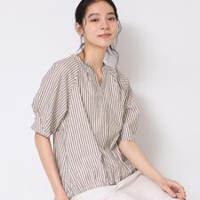 【洗える・4サイズ展開】パフスリーブ五分袖ブラウス（XS～L）