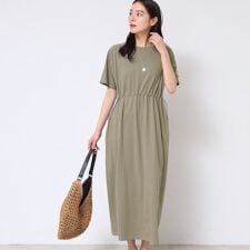 【洗える】ドロスト付きジャージワンピース