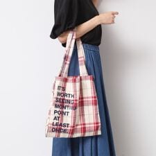 【A4収納可・軽量】チェックトート