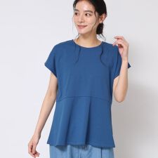 ◆【接触冷感UV洗える】ペプラムチュニックカットソー（XS～L）