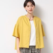 デッサン(Dessin)の【二の腕カバー・洗える】リネンブレンド袖切り替えブラウス