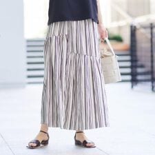 ◆【ウエストゴム・洗える】ストライプ柄切り替えスカート