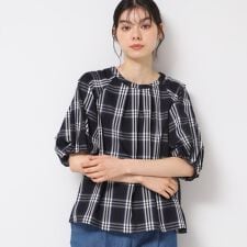 【洗える】ギャザー入りバルーンスリーブブラウス