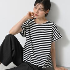 デッサン(Dessin)の【二の腕カバー／UVカット】ロールアップスリーブ裾ギャザーカットソー