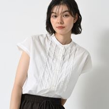 スタンドカラーフリルブラウス