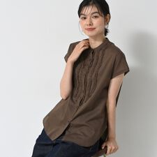 【洗える】スタンドカラーフリルブラウス
