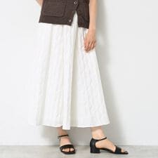【ウエストゴム・洗える】ジャガードフレアースカート