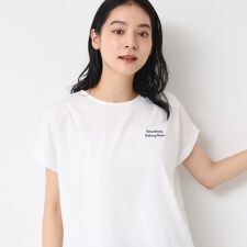 【洗える】フレンチスリーブロゴ入りTシャツ