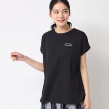 【洗える】フレンチスリーブロゴ入りTシャツ