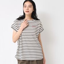【洗える】フレンチスリーブロゴ入りTシャツ
