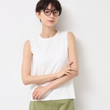 【洗える】リブノースリーブニット