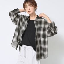【洗える】シアーオンブレーチェックシャツ