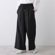 【セットアップ可ウエストゴム洗える】サイドライン入りワイドパンツ
