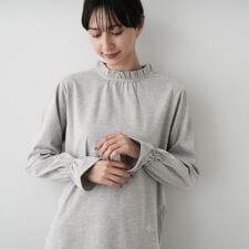 【選べる首元デザイン洗える】ネックフリルロングカットソー