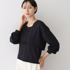 【2点セット3WAY洗える】ノースリーブインナー付きVネックショート丈ニット