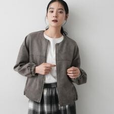 【セットアップ可・洗える】マシュマロスウェードジップブルゾン