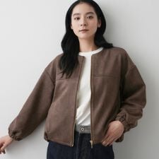 【セットアップ可・洗える】マシュマロスウェードジップブルゾン