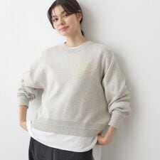 【洗える】メッセージ刺繍入りジャカードニット
