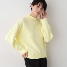 【洗える】ハイネックベロアモールニット