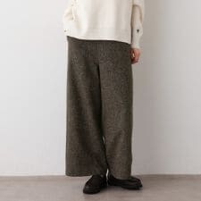 【洗える後ろゴム】ツイードワイドパンツ