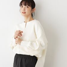 【セットアップ可洗える】ドライタッチジョーゼットジップブラウス