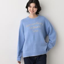 【洗える】ペイント風刺繍入り配色ラインニット